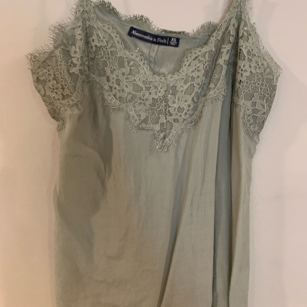 Abercrombie & Fitch Green Lace Trim Tank